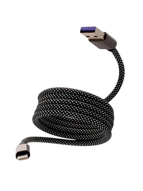 Кабель Lightning - USB, магнитный, 3 А, 18 Вт, с оплёткой, серый