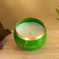Свеча в чаше Yoga heal the soul зелёная, соевый воск 200 гр 8,5х7 см