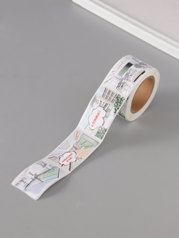 Наклейка бумага "Аниме. Школа" 3х5 см 200 шт в рулоне