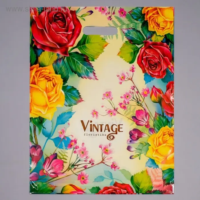 Пакет &laquo;Винтаж&raquo;, полиэтиленовый с вырубной ручкой, 60 мкм, 38&times;47 см