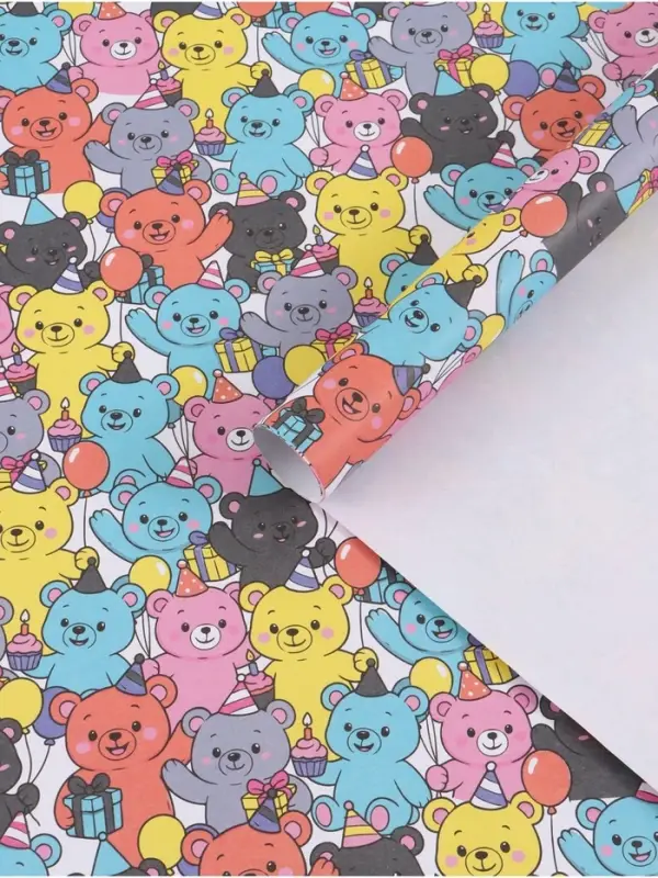 Бумага упаковочная крафтовая &laquo;Мишки&raquo;, 1 лист,70 &times; 100 см