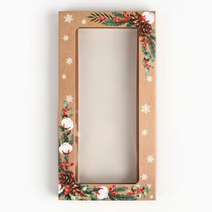 Коробка для шоколада &laquo;Еловые веточки&raquo;, с окном, 9.4 х 1.7 х 18.4 см