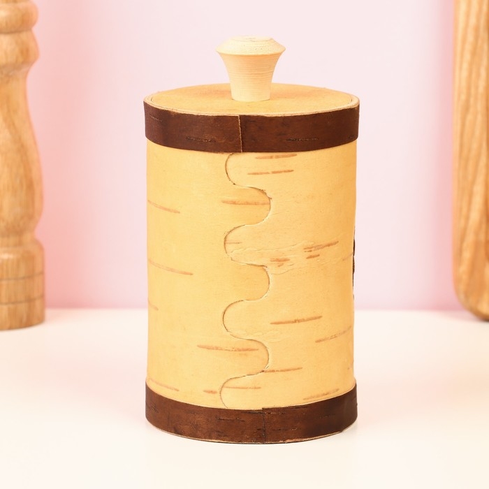 Туес &laquo;Веточка&raquo;, лавровый лист, D=9 см, береста