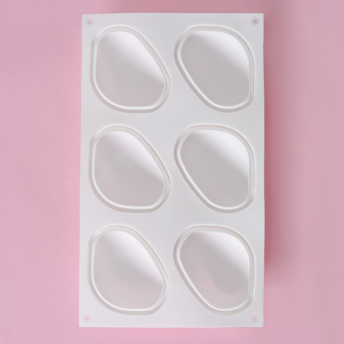 Форма для муссовых десертов и выпечки Доляна &laquo;Стоун&raquo;, силикон, 30&times;18&times;3 см, 6 ячеек (9,5&times;7 см), цвет белый