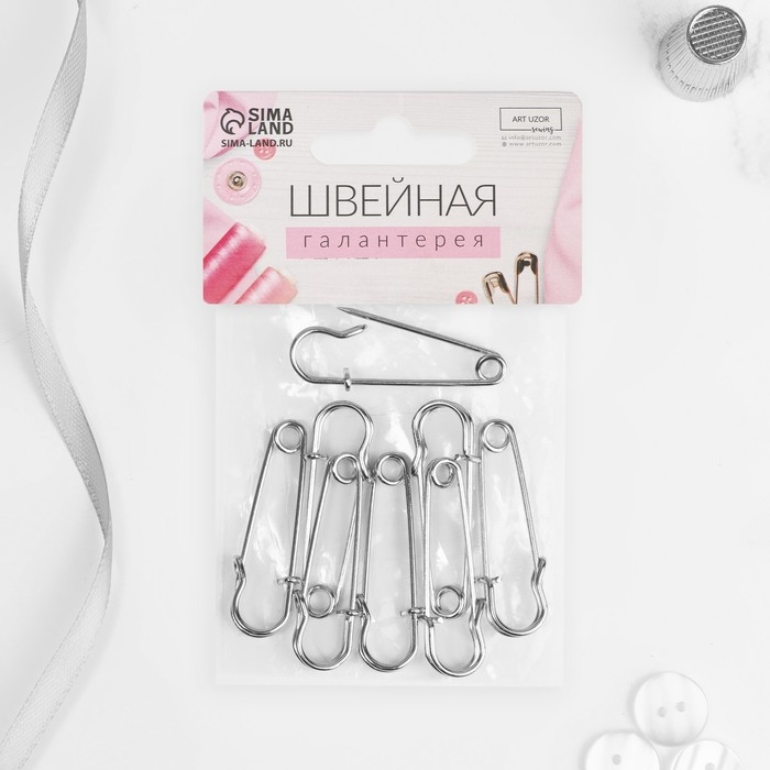 Булавки шляпные, 45 мм, 10 шт, цвет серебряный