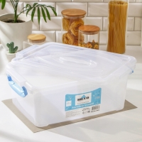 Контейнер пищевой RICCO, 17 л, 46&times;31&times;17 см, прямоугольный, цвет прозрачный, ручки голубые