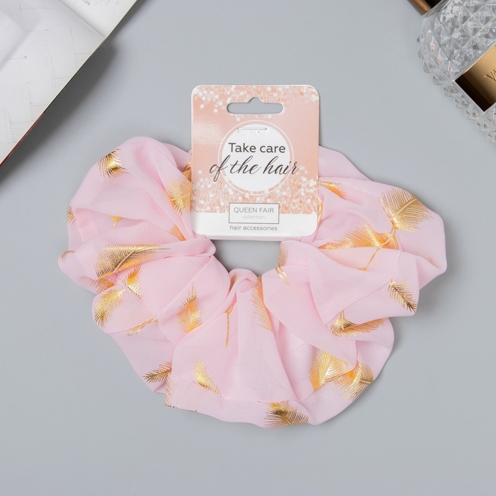 Резинка для волос "Орбита" стиль листья, 14 см, розовый