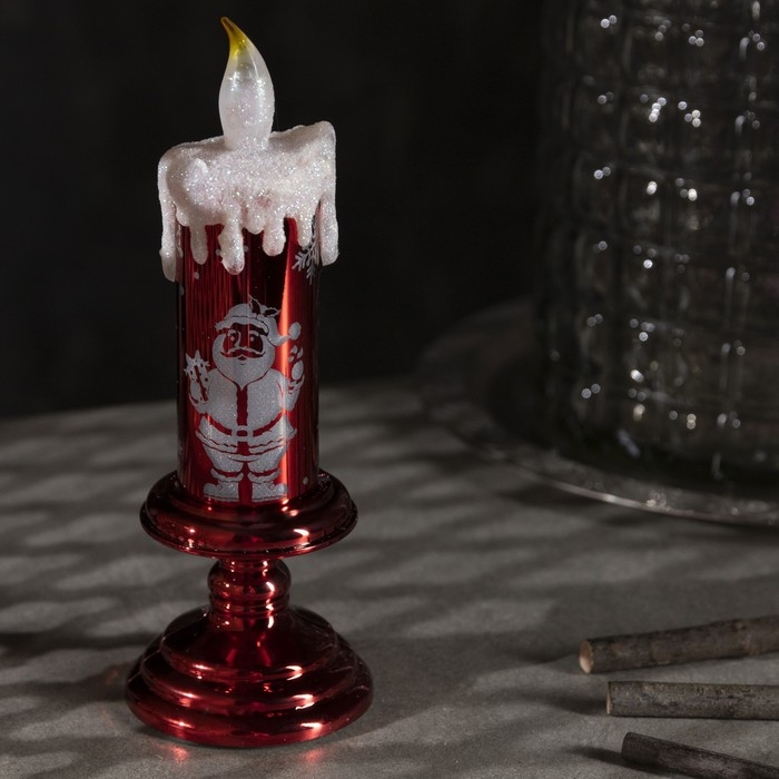 Светодиодная фигура &laquo;Свеча с Дедом Морозом&raquo; 7 &times; 20 &times; 7 см, пластик, батарейки АААх2 (не в комплекте), свечение тёплое белое