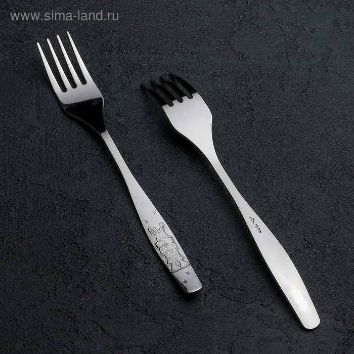 Вилка детская столовая &laquo;Антошка&raquo;, длина 17,5 см, толщина 2 мм, цвет серебряный
