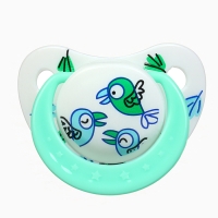 Набор: Соска - пустышка с держателем &laquo;Птички&raquo;, ортодонтическая, +6 мес, цвет зеленый