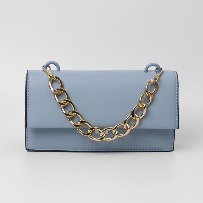 Цепочка для сумки, с карабинами, металлическая, плоская, 29 &times; 19 мм, 30 см, цвет золотой