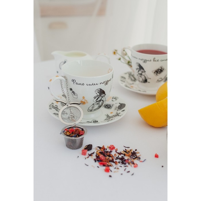 Чайная пара фарфоровая &laquo;Безумное чаепитие&raquo;, 440 мл, блюдце d=17 см