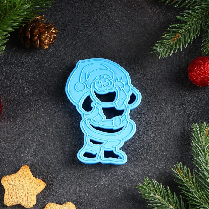 Форма для печенья &laquo;Санта Клаус&raquo;, вырубка, штамп, 10,2&times;7,3 см, цвет микс