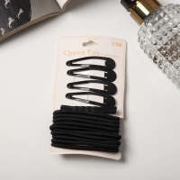 Набор для волос "Классика люкс" (10 резинок, 8 невидимок 4,5 см) чёрный