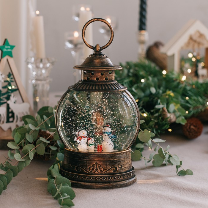 Светодиодная фигура &laquo;Семья снеговиков&raquo; 12.5 &times; 20 &times; 12.5 см, пластик, батарейки АААх3 (не в комплекте), свечение тёплое белое