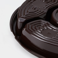 Менажница пластиковая одноразовая, d=26&times;4,2 см, 5 секций, дно, круглая, цвет коричневый