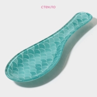 Подставка стеклянная под ложку Доляна &laquo;Сирена&raquo;, 23,5&times;8,3 см, цвет бирюзовый