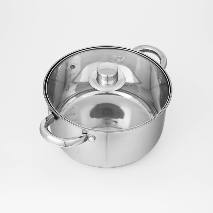 Набор кастрюль из нержавеющей стали Доляна &laquo;Гретте&raquo;, 4 предмета: 1,5 л, 2 л, 3 л, 4 л, d=16/18/20/22 см, крышки, индукция