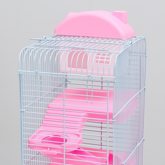 Клетка для мелких грызунов "Пижон", с наполнением, 23 х 17 х 40 см, розовая