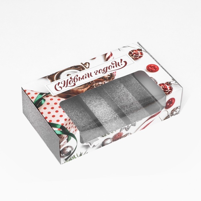 Новый год. Кондитерская упаковка под 5 эклеров "Новогодние подарки", 25,2 х 15 х 6,6 см