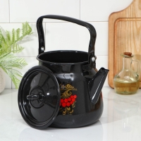 Чайник эмалированный &laquo;Рябинушка&raquo;, 3,5 л, цвет чёрный