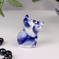 Сувенир гжель &laquo;Мышка&raquo;, бело-синий,керамика, малая,