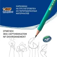 Карандаш чернографитный (простой) НВ, BIC Evolution, заточенный, пластик, без ластика, шестигранный, зелёный корпус