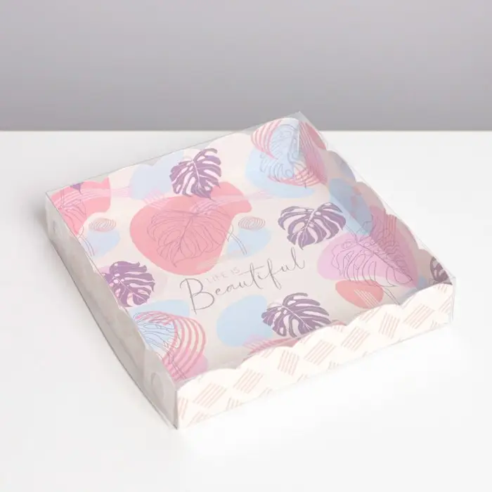 Коробка для печенья, кондитерская упаковка с PVC крышкой, &laquo;Абстракция&raquo;, 15 х 15 х 3 см