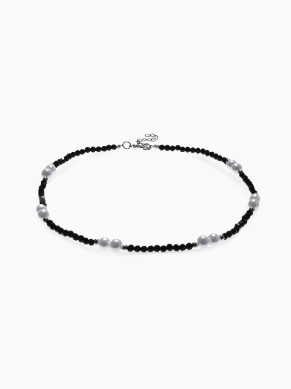 Бусы &laquo;Бисер&raquo; бусина №8, чёрно-белый в серебре, 40 см