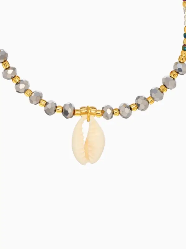 Браслет "Лила" длина 16 см, цв. серый, золотистый