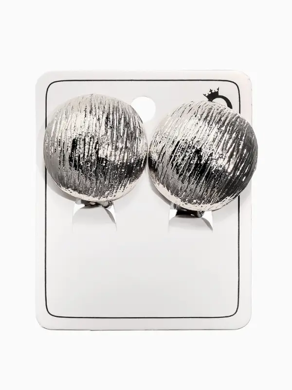 Клипсы "Винтаж" круг, цвет серебро