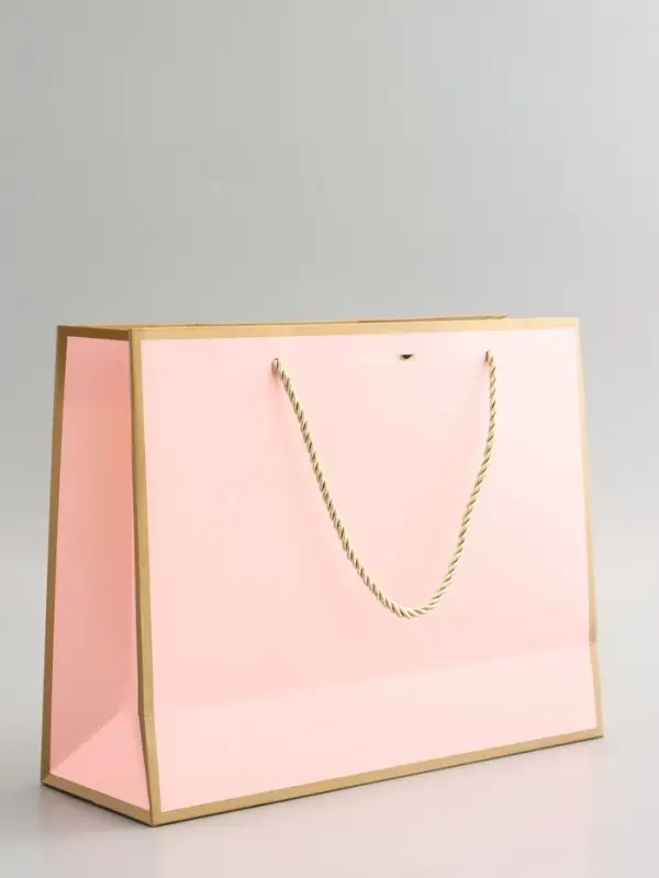 Пакет подарочный, розовый , с бантом, 32 х 25 х 11 см