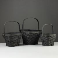 Набор корзин плетёных, 3 шт., 28&times;28&times;16 см, 23&times;23&times;14 см, 18&times;18&times;12 см, ива, серая