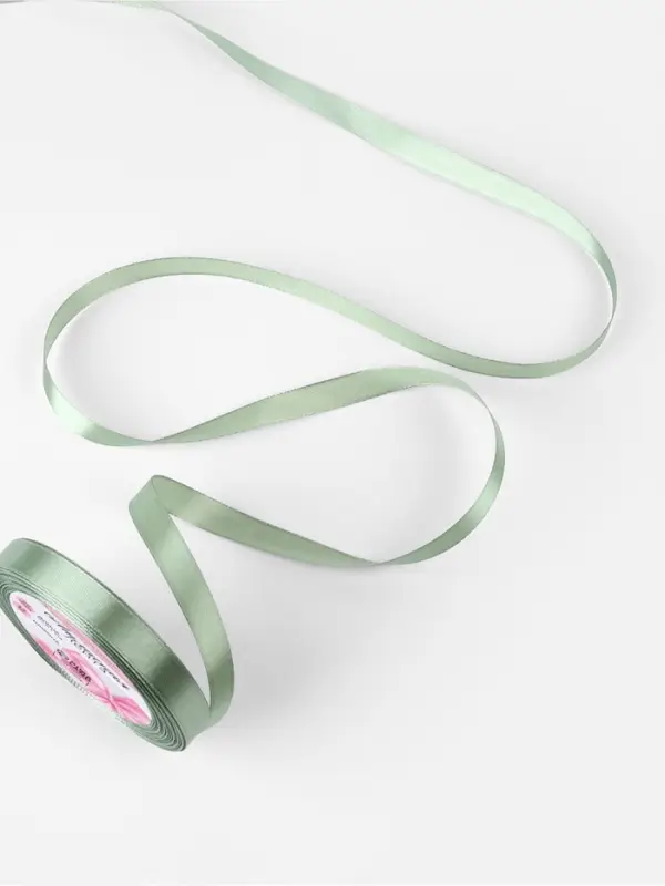 Лента атласная, 12 мм, 23&plusmn;1 м, фисташковая №65