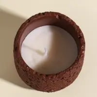 Свеча в вулканическом подсвечнике "Лава" терракот 8,5х8,5х7,5 см