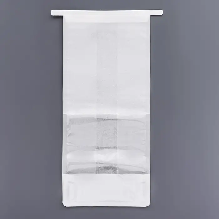 Пакет бумажный, с окном, прямоугольное дно, белый, 13&times;10&times;28 см