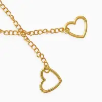 Цепочка на шею два сердца, затяжка, цвет золото