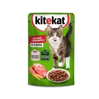 Влажный корм KiteKat для кошек, говядина в соусе, пауч, 85 г