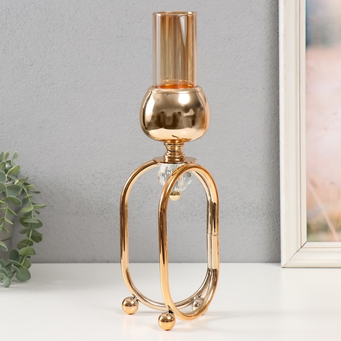 Подсвечник металл "Сервилия" золото d=4,5см 11х11х34,7 см