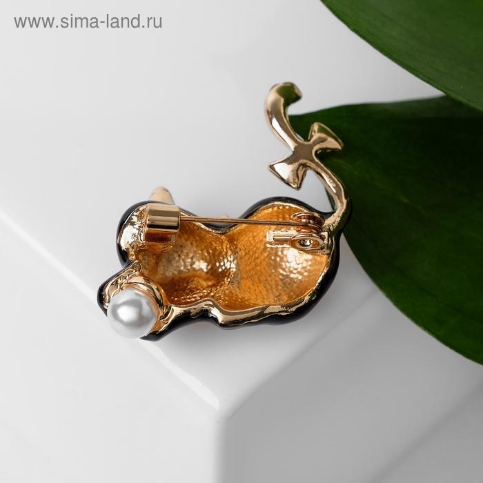 Брошь &laquo;Котёночек&raquo;, цвет чёрно-белый в золоте