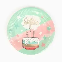 Тарелка одноразовая бумажная &laquo;С Днём рождения&raquo;, мятная, 18 см