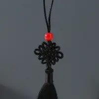 Подвеска текстиль, пластик "Узел счастья и бесконечности" чёрная 8,5 см