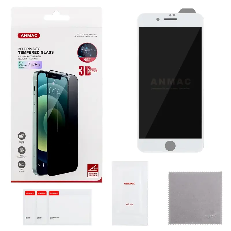 Защитное стекло iPh 7P/8P белое ANMAC 3D Privacy с сеточкой Арт. 1137248