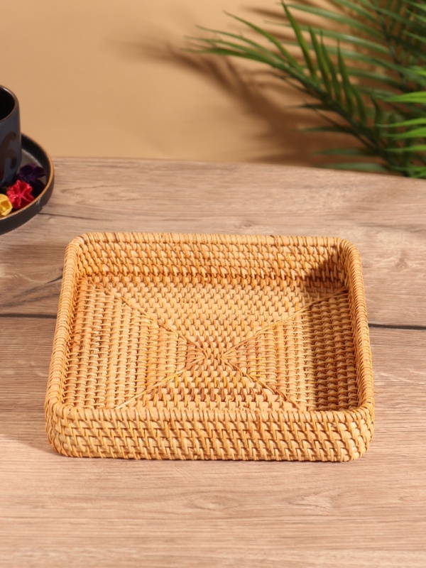 Поднос, 21х21х4 см, ротанг