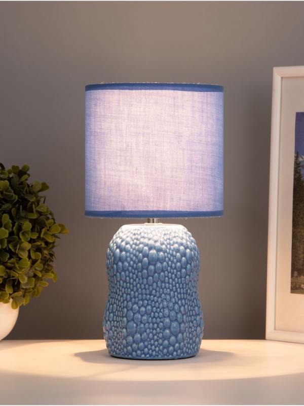 Лампа настольная "Иссин" 1х40Вт Е14 синий 15х15х30см