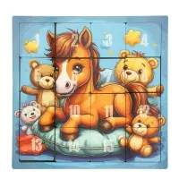 Головоломка &laquo;Пятнашки. Жеребёнок с игрушками&raquo;, логическая настольная игра, 22&times;22 см