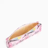Косметичка-пенал на молнии, с рисунком, розовая