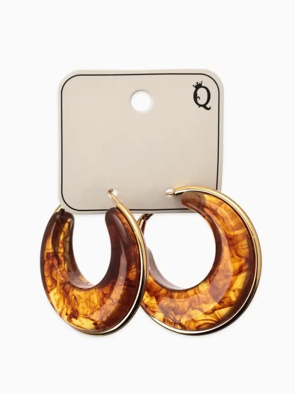 Серьги-кольца акрил "Тренд", цвет янтарный в золоте