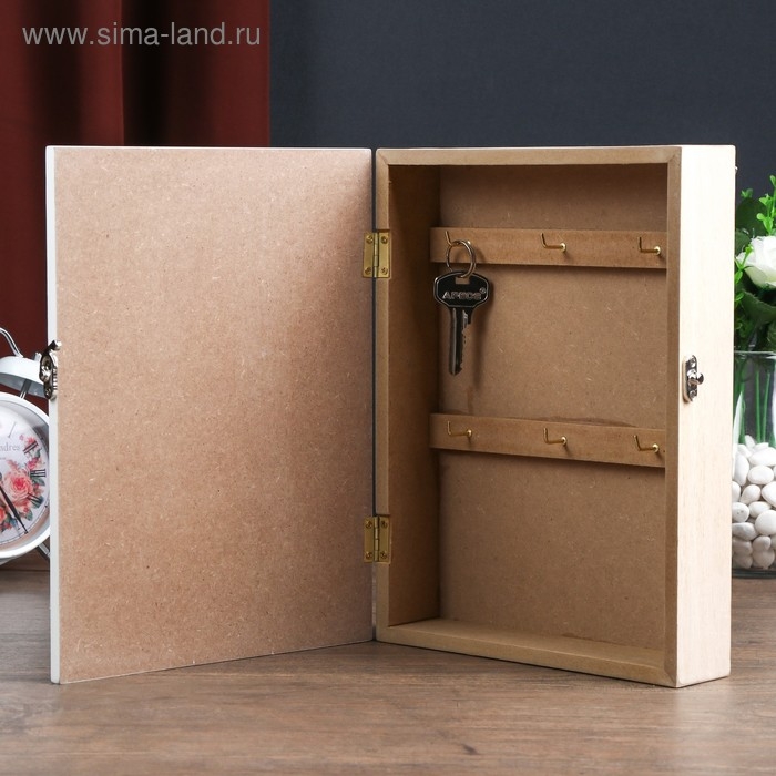 Ключница дерево 6 крючков "Велосипед с цветами" 26х19,5х5,5 см