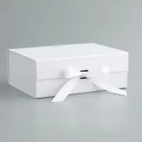 Коробка подарочная с бантом складная 29 х 22 х 10,5 см Белая